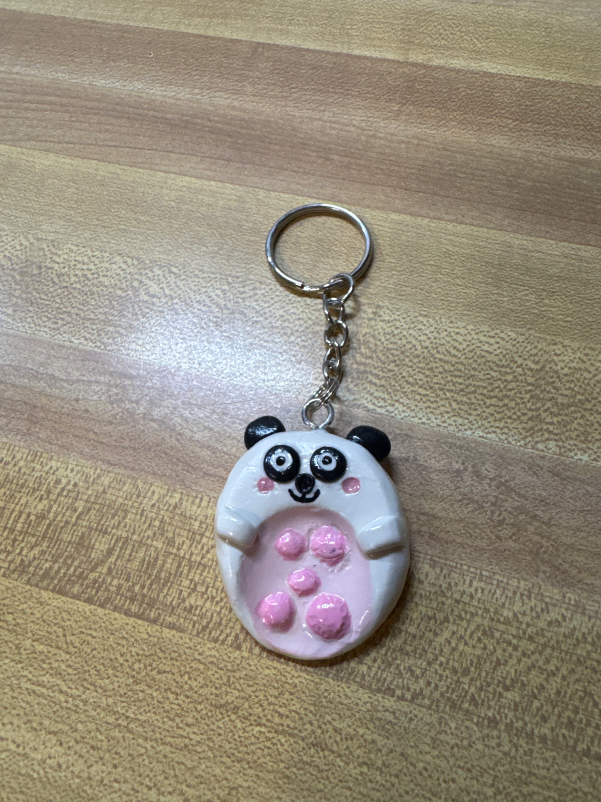Spotted Panda Worry Stone Keychain